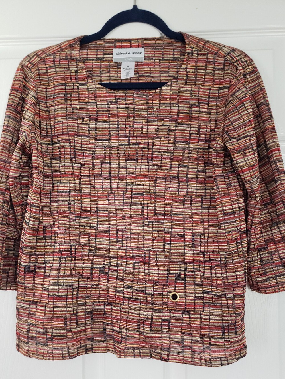 Alfred Dunner Women's Multicolor Patterned Crewneck Top